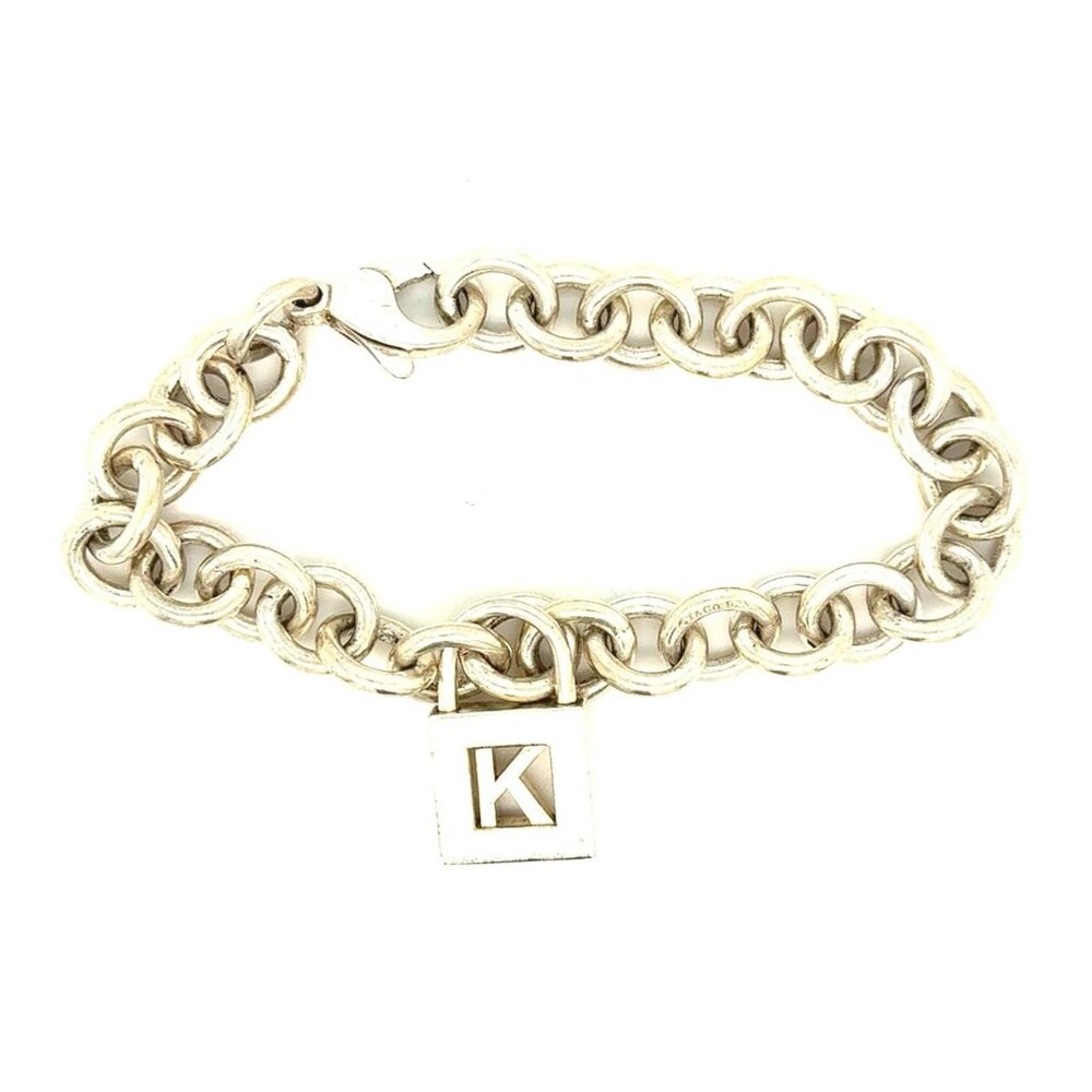 T&Co. 925 Initial Padlock K Charm Bracelet